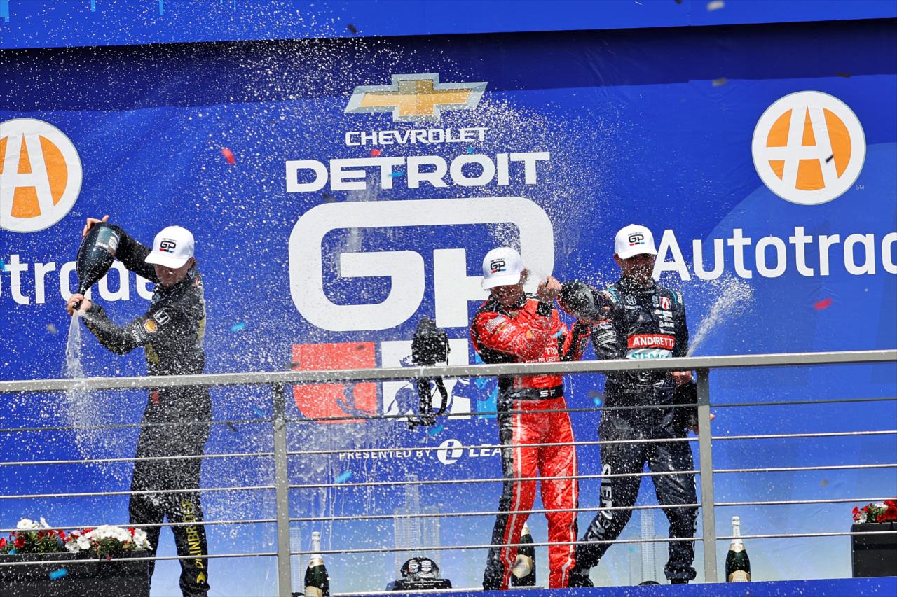 Colton Herta, Santino Ferrucci and Kyle Kirkwood - Chevrolet Detroit Grand Prix - By: Paul Hurley -- Photo by: Paul Hurley